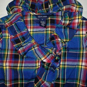 Ralph Lauren Multicolor Plaid Ruffle Hooded Shirt